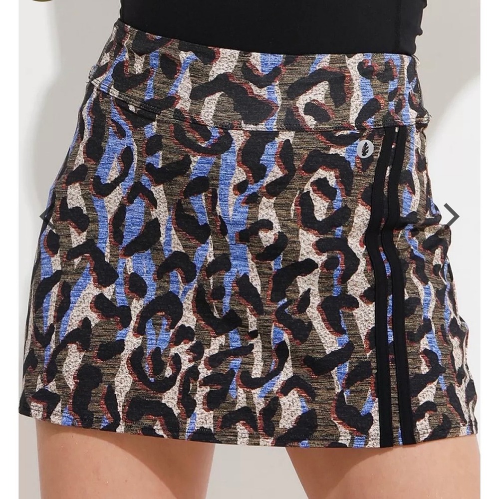 Dona Jo Skirt Leopard Print Athletic Skort Blue Olive Size 1 Small